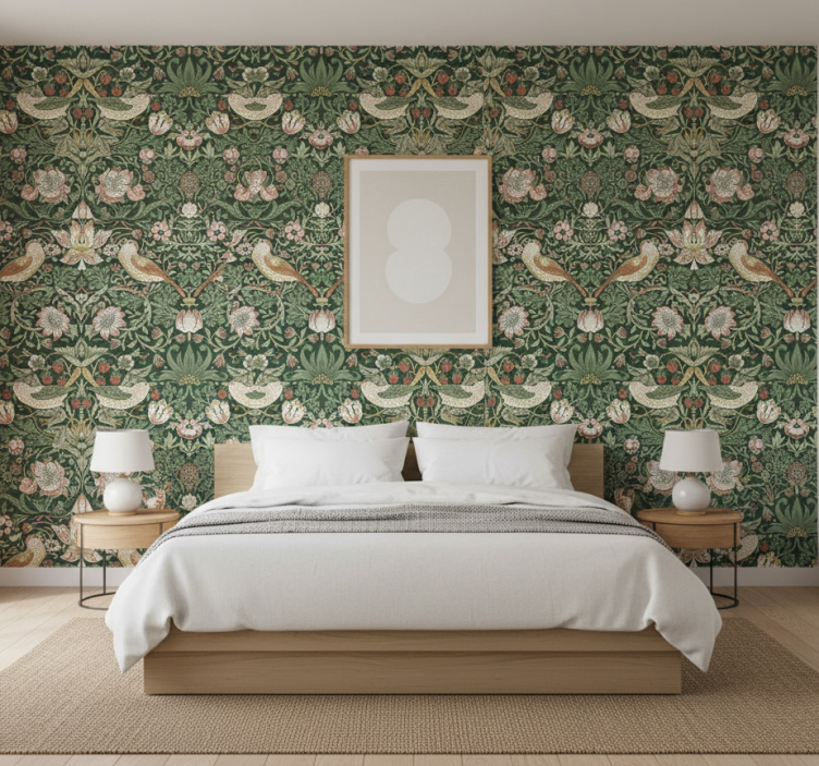 Tapeta ptaki w stylu morrisa - TenStickers