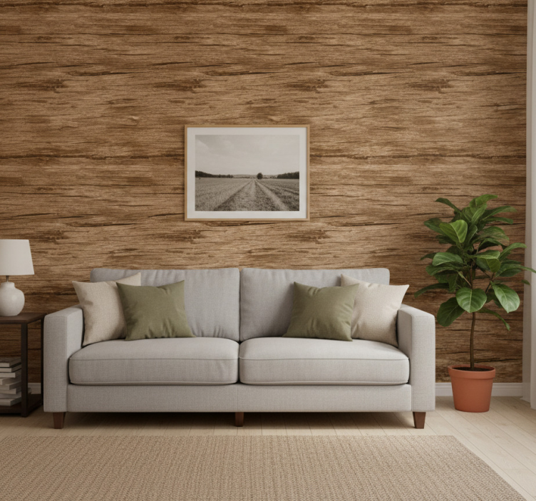 Tapeta rustykalna w jasnobrązowe paski - TenStickers