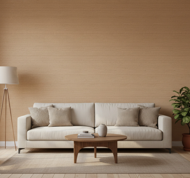 Tapeta rustykalna w paski jasnobrązowe - TenStickers