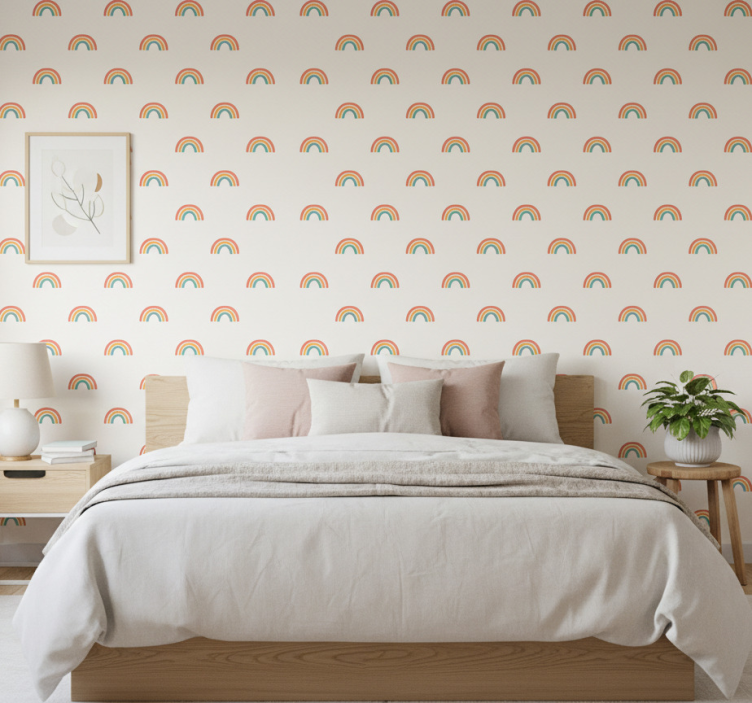 Tapeta skandynawska kolorowe spadające tęcze - TenStickers