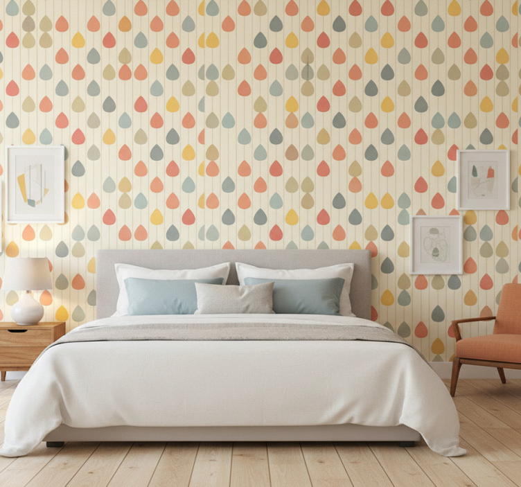 Tapeta skandynawska kolorowe spływające krople - TenStickers