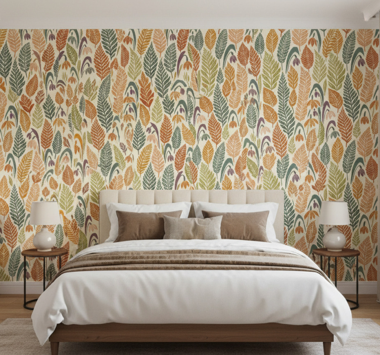 Tapeta skandynawska kwiaty przebiśniegu w wielu kolorach - TenStickers