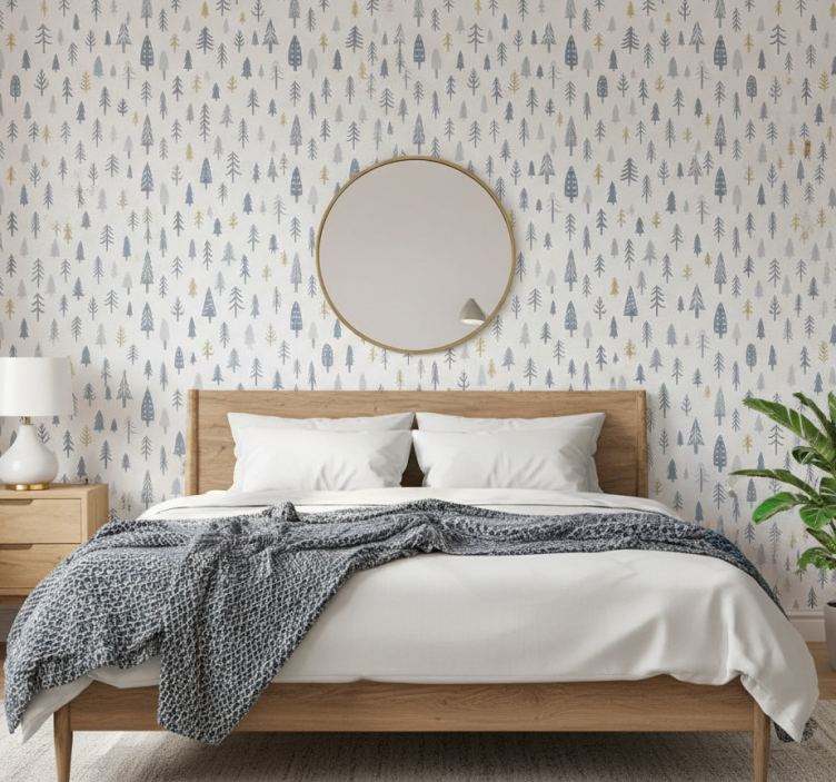 Tapeta skandynawska zimowy las nordycki - TenStickers