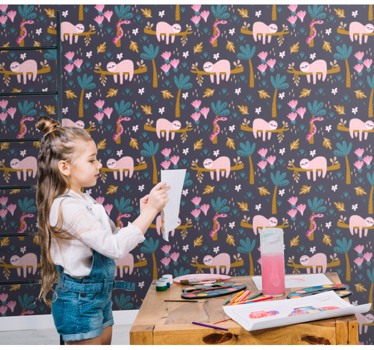 Tapety ze zwierzętami różowe leniwce - TenStickers