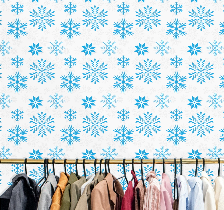 Tapeta świąteczna zimowe płatki śniegu - TenStickers