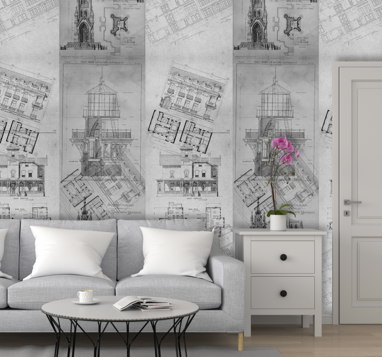 Tapeta klejnoty architektoniczne szkice - TenStickers