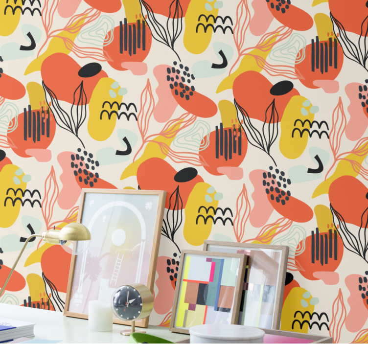 Tapeta sztuka abstrakcyjne kształty organiczne - TenStickers