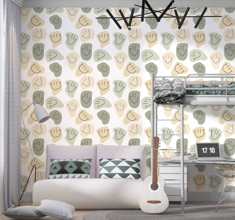 Tapeta sztuka abstrakcyjne wzory uśmiechniętych buziek - TenStickers