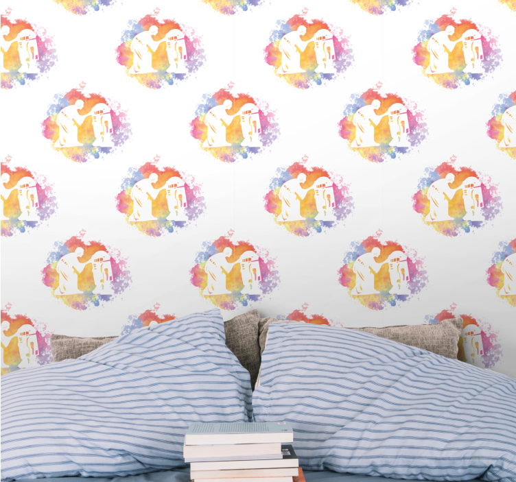 Tapeta sztuka streszczenie sylwetka pary - TenStickers