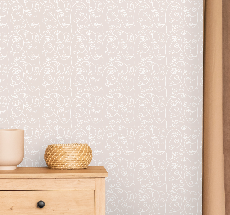 Tapeta sztuka wzory abstrakcyjnych twarzy - TenStickers