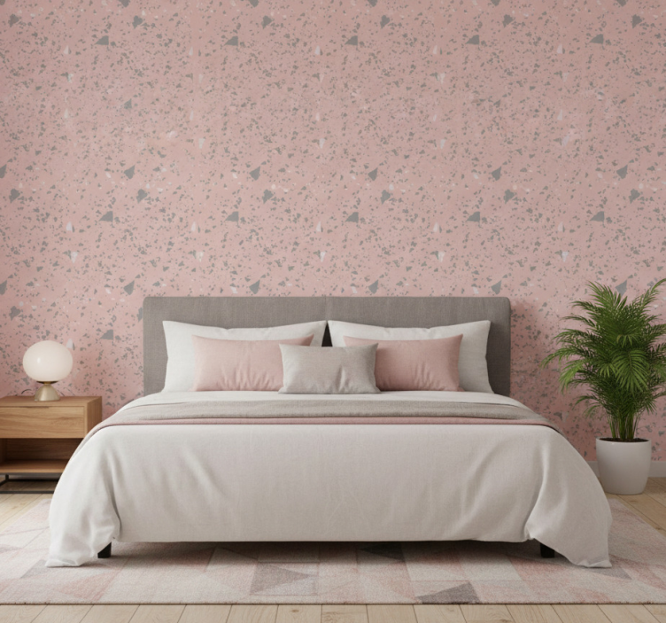 Tapeta tekstura różowo-szara terrazzo - TenStickers