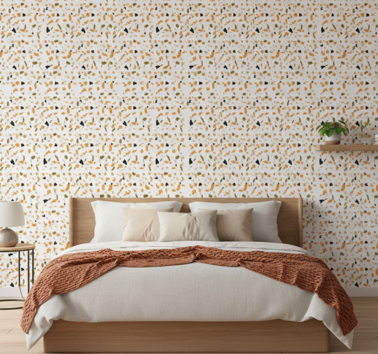 Tapeta tekstura w ciepłych kolorach w stylu terrazzo - TenStickers