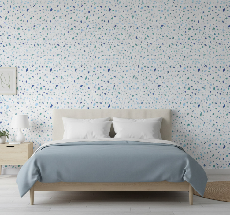 Tapeta tekstura w niebieskich tonach terrazzo - TenStickers