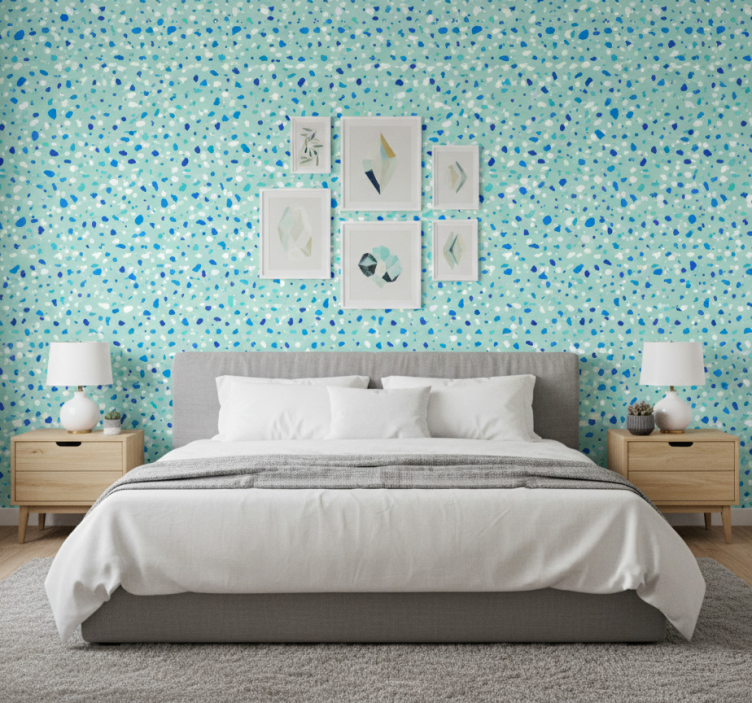 Tapeta tekstura w odcieniach niebieskiego terrazzo - TenStickers