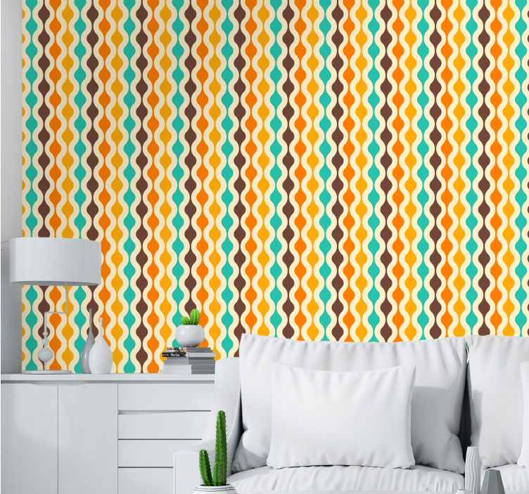 Tapeta vintage fale w stylu retro - TenStickers
