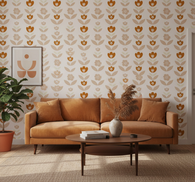 Tapeta vintage kwiaty z lat 70. - TenStickers