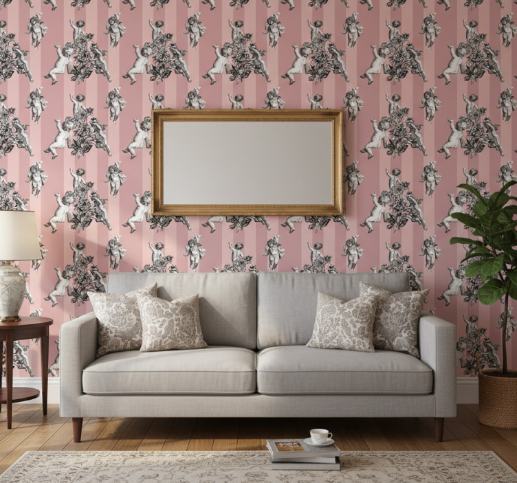 Tapeta vintage w francuski paski - TenStickers