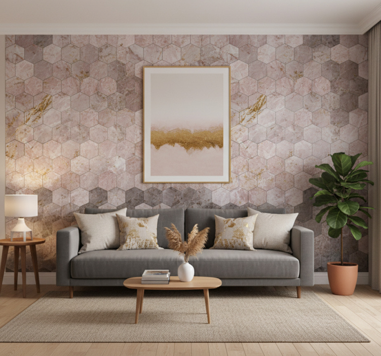 Tapeta vintage w heksagonalny wzór z efektem ombre - TenStickers