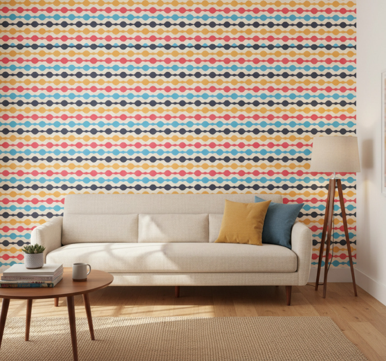 Tapeta vintage w kolorowe retro linie - TenStickers