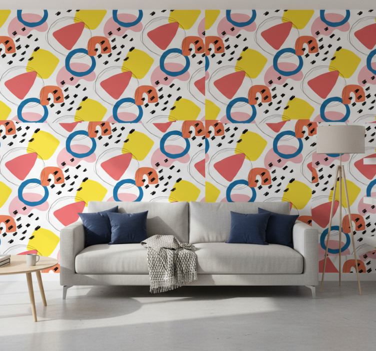 Tapeta vintage z geometrycznym wzorem malarskim - TenStickers
