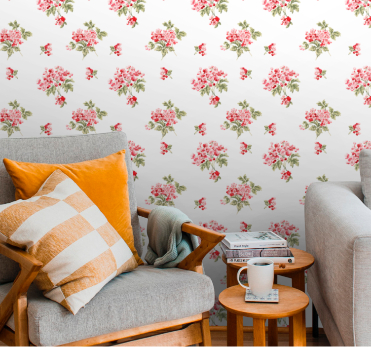 Tapeta kwiaty Minimalistyczny wzór shabby chic - TenStickers