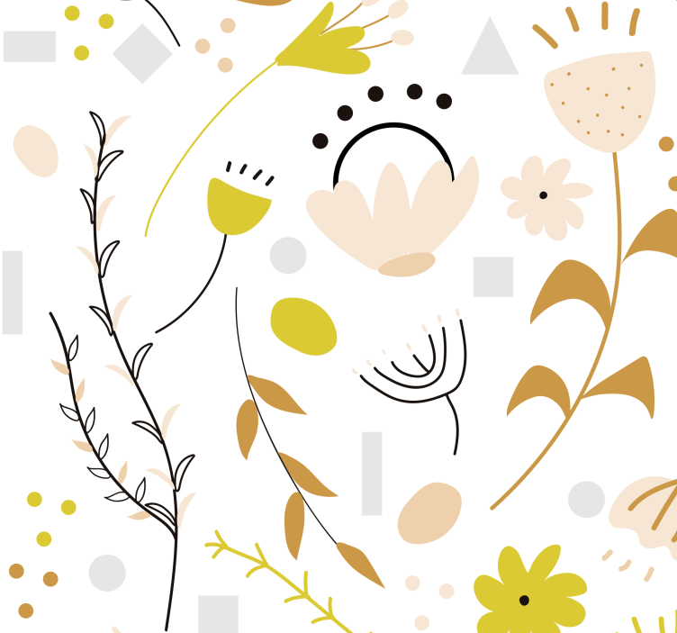 Tapeta kwiaty Ręcznie rysowane kwiaty i kropki - TenStickers