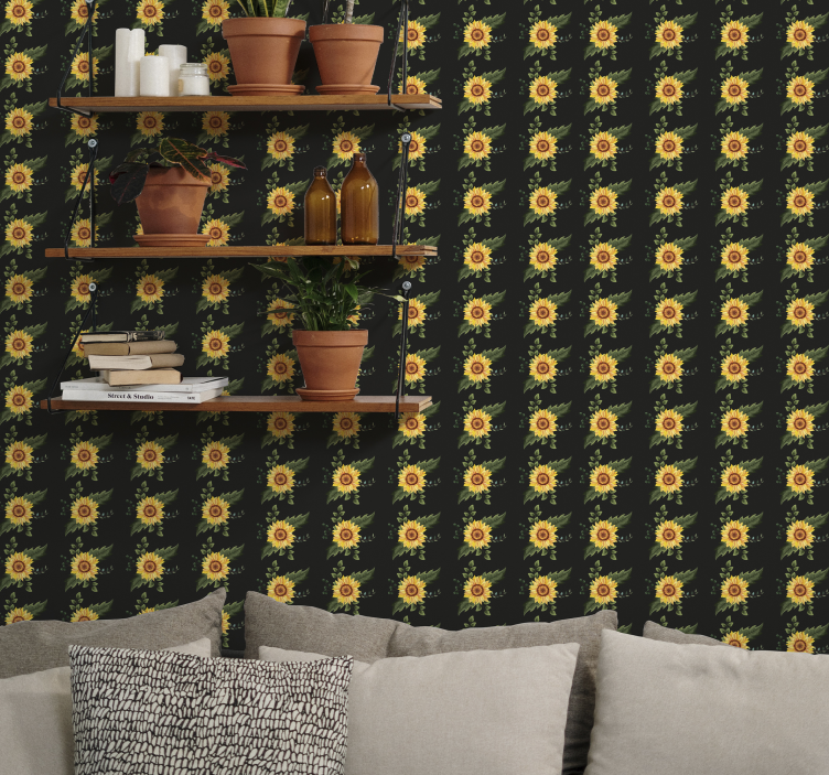 Tapeta kwiaty Wzór słonecznika - TenStickers