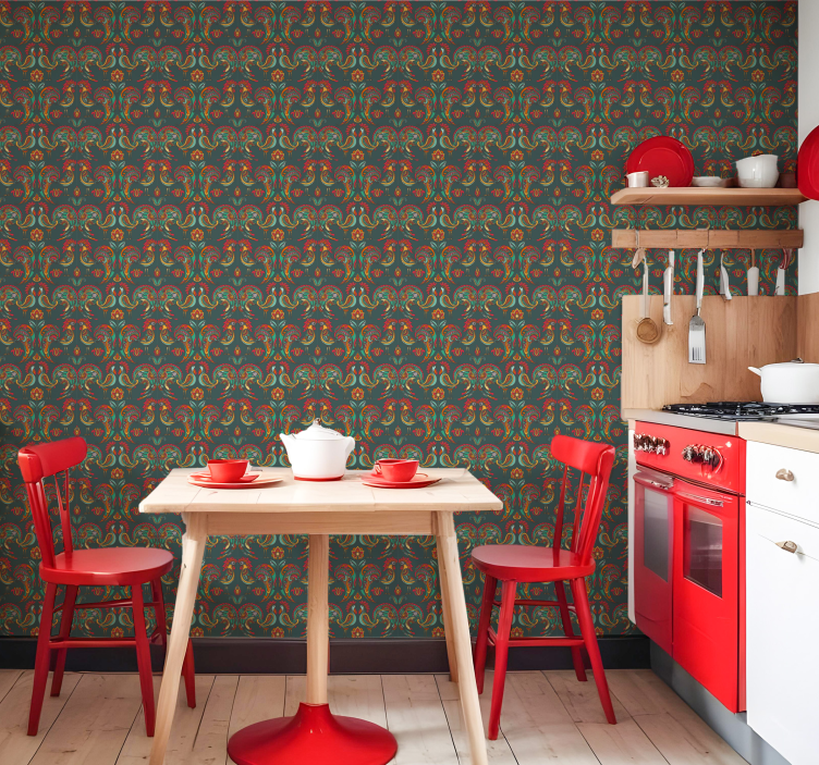 Tapeta ptaki Kurczaki wzór chiński styl - TenStickers