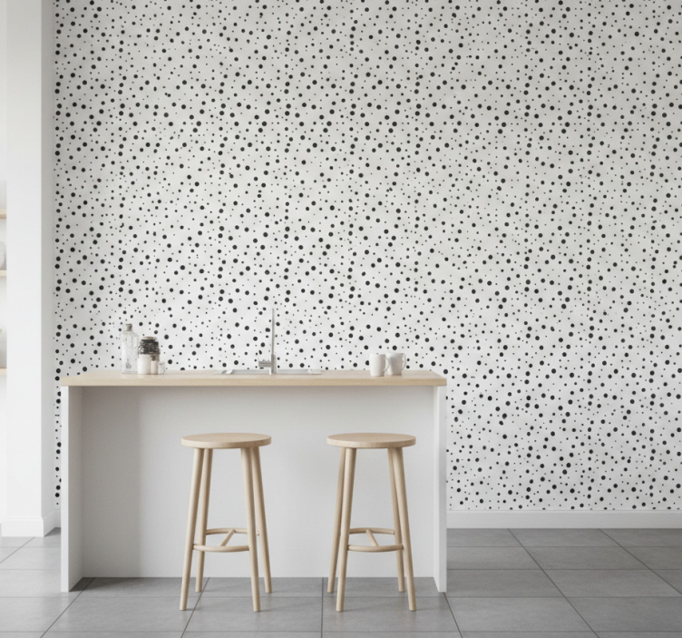 Tapeta wzory i tekstury czarne kropki - TenStickers