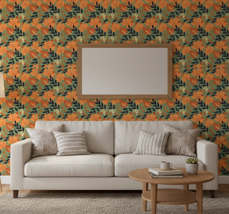 Tapeta wzory i tekstury duże liście jesieni - TenStickers