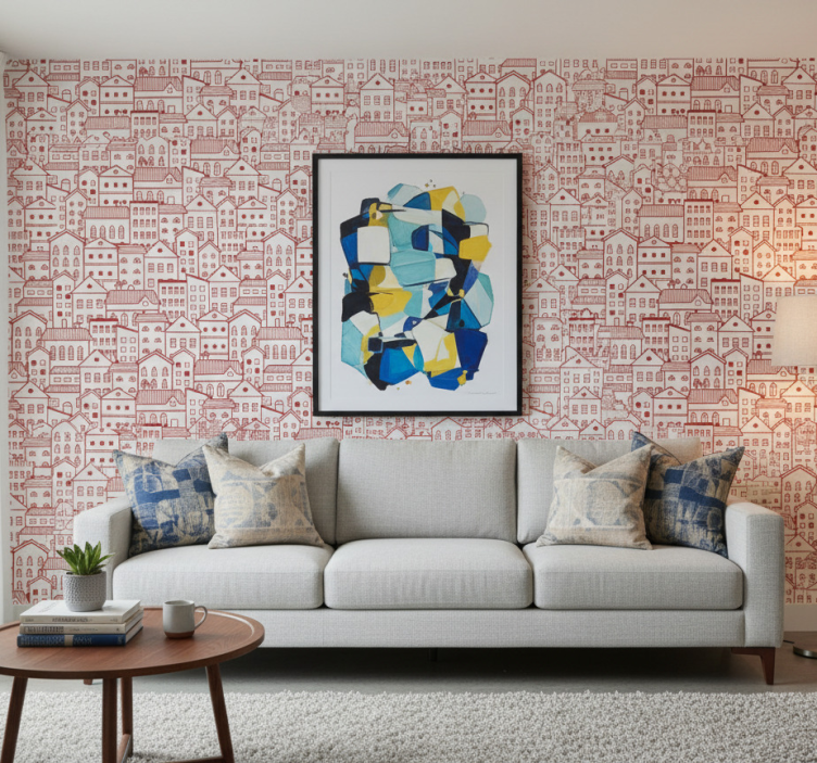 Tapeta wzory i tekstury efekt komiksowego miasta - TenStickers