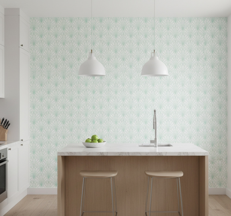 Tapeta wzory i tekstury geometryczny zielony liść - TenStickers