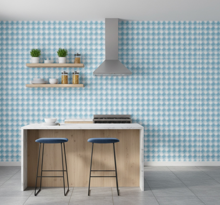 Tapeta wzory i tekstury harmonijne niebieskie geometryczne - TenStickers