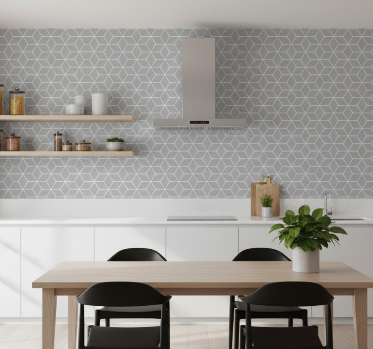 Tapeta wzory i tekstury heksagonalny szary wzór - TenStickers