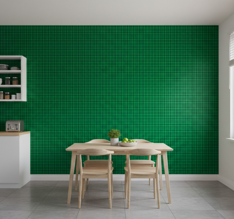 Tapeta wzory i tekstury kraciasta zieleń klasyczna - TenStickers