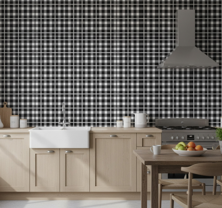 Tapeta wzory i tekstury kratka klasyczna - TenStickers