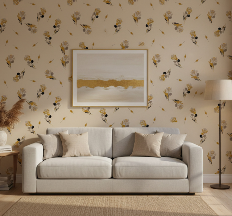 Tapeta wzory i tekstury kwiaty w stylu vintage - TenStickers