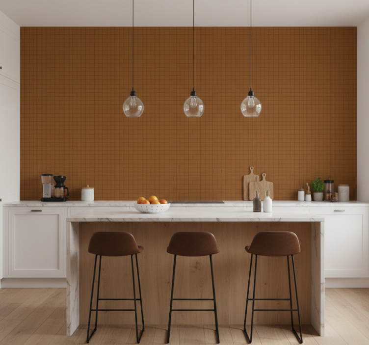 Tapeta wzory i tekstury powierzchnia brązowych kwadratów - TenStickers