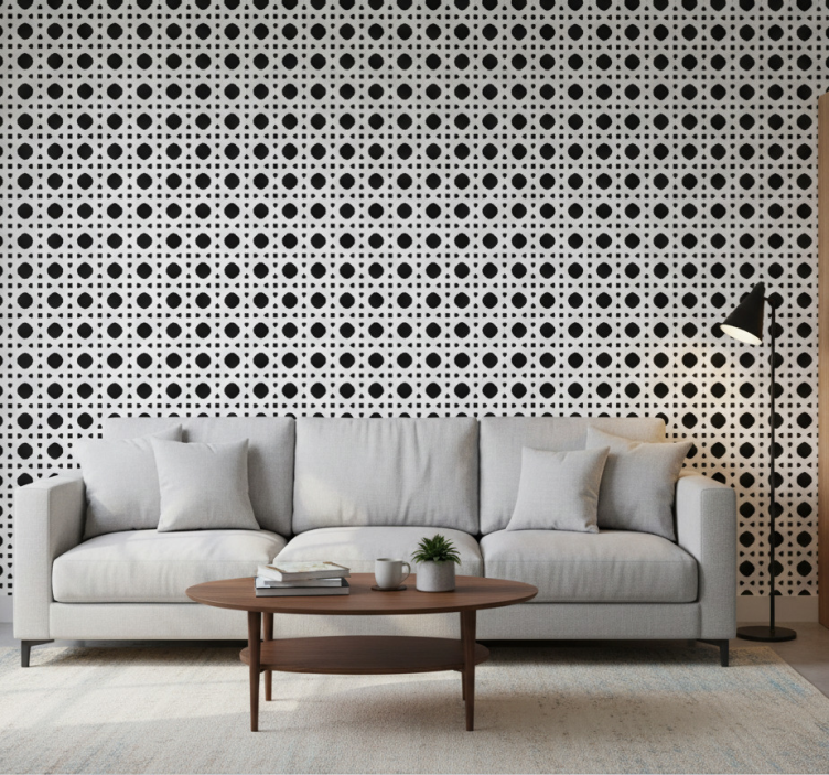 Tapeta wzory i tekstury w czarno-białą kratkę - TenStickers