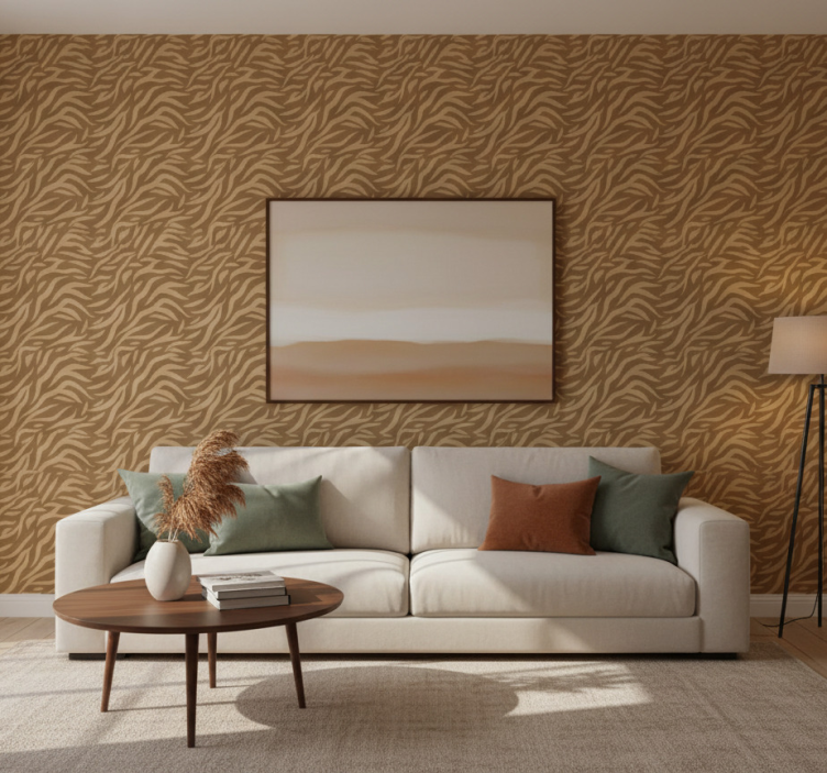 Tapeta wzory i tekstury w brązowo-beżowy wzór tygrysa - TenStickers