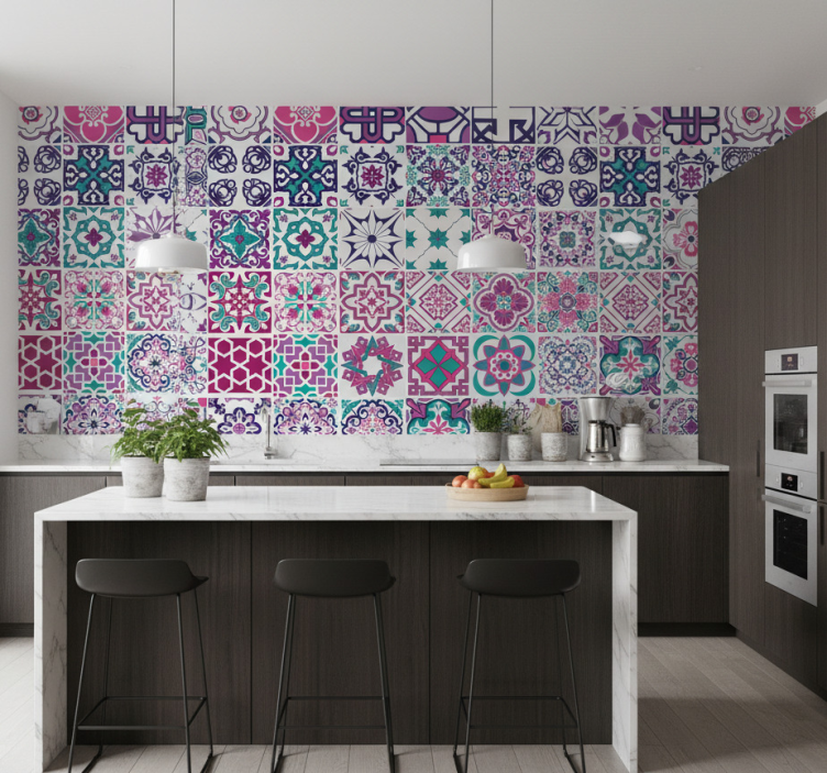 Tapeta wzory i tekstury w geometryczne kafelki - TenStickers