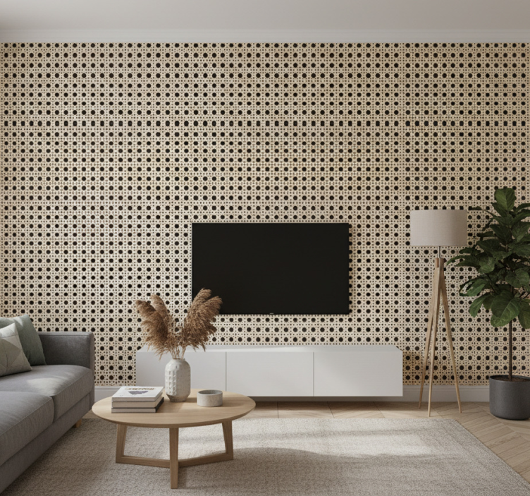 Tapeta wzory i tekstury w jasnobrązowym kanage - TenStickers