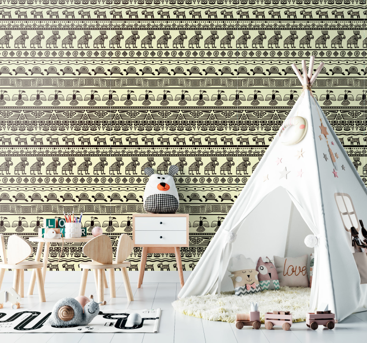 Tapeta zwierzęta Afrykańskie plemienne garnki i zwierzęta - TenStickers