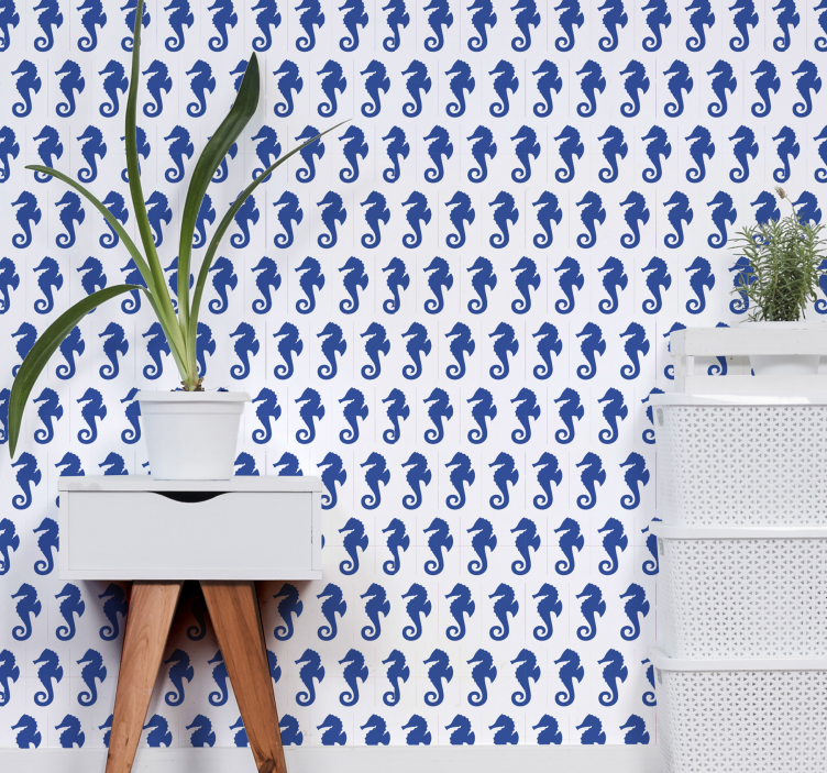 Tapeta zwierzęta wzór konika morskiego - TenStickers