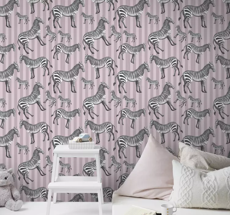 Tapeta zebra różowy motyw zwierzęcy - TenStickers