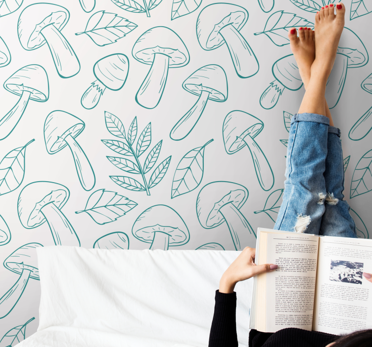 Tapeta zwierzęta kontury grzybów - TenStickers