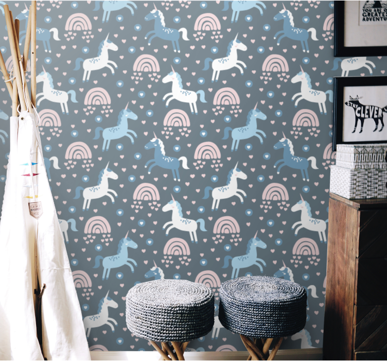 Tapeta zwierzęta motyw tęczy żyrafy - TenStickers