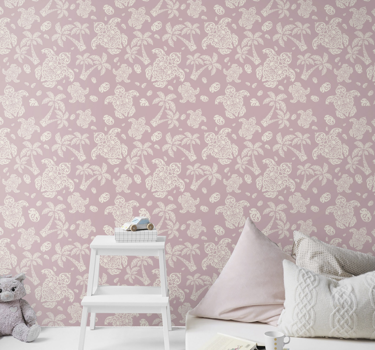 Tapeta zwierzęta żółw i palmy - TenStickers