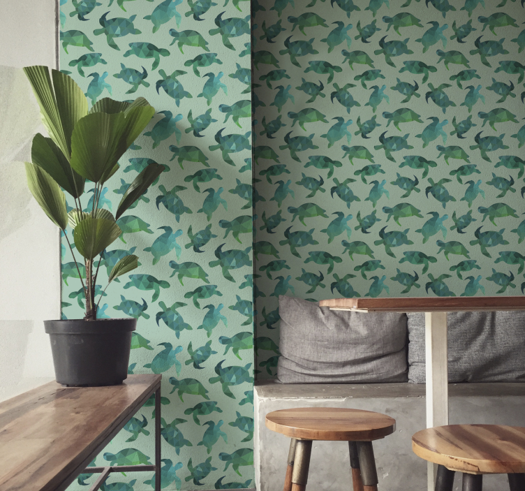 Tapeta zwierzęta żółwie zielone - TenStickers