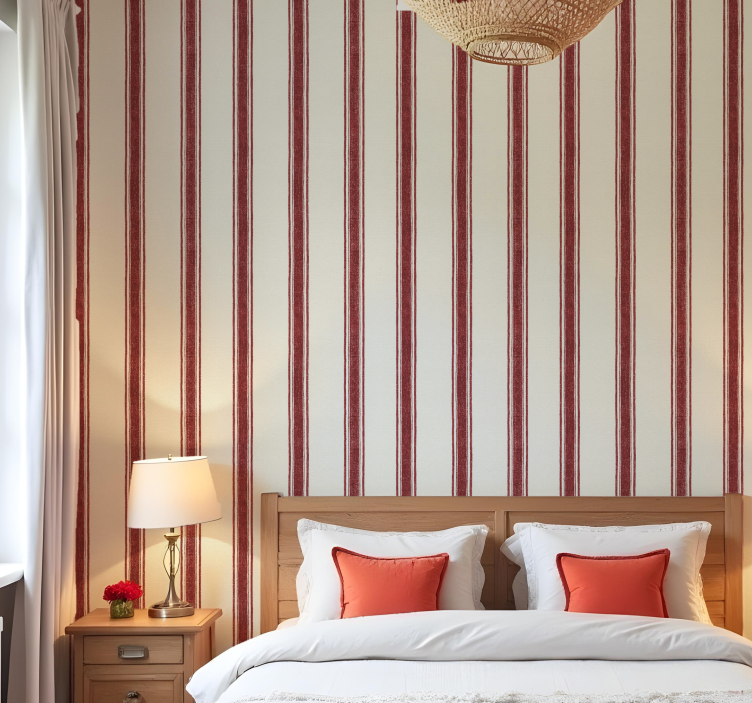 Tapety geometryczne czerwone pionowe linie - TenStickers